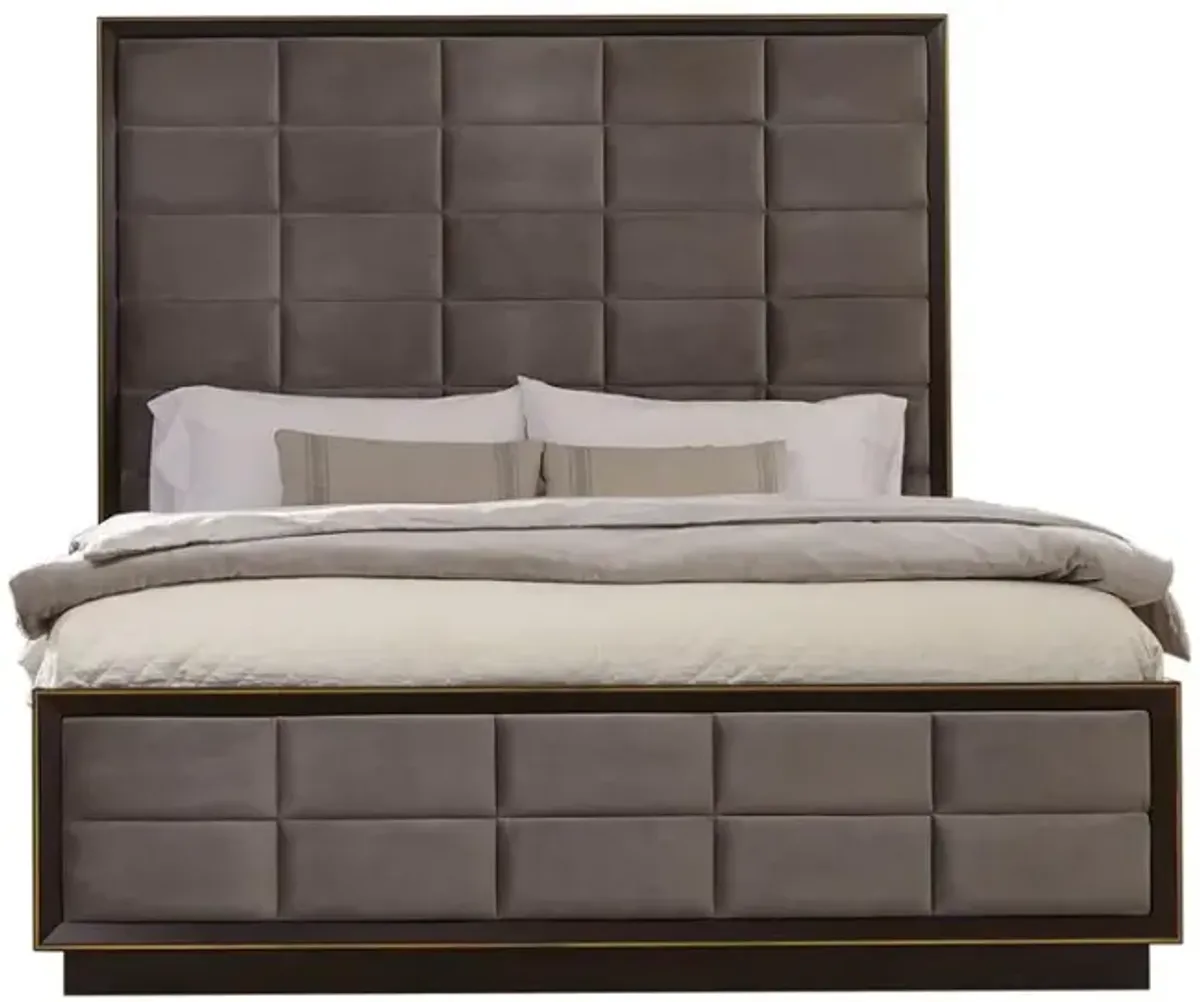 Durango Eastern King Upholstered Bed Smoked Peppercorn and Grey