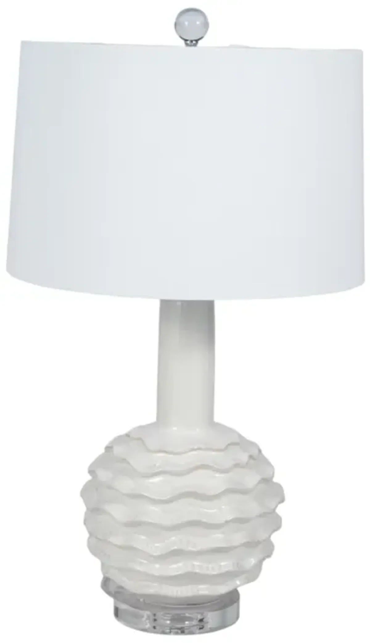 27" Ruffles Table Lamp Crystal Base, White