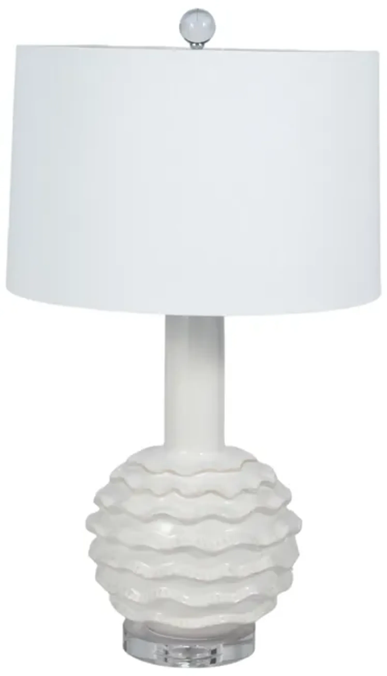 27" Ruffles Table Lamp Crystal Base, White