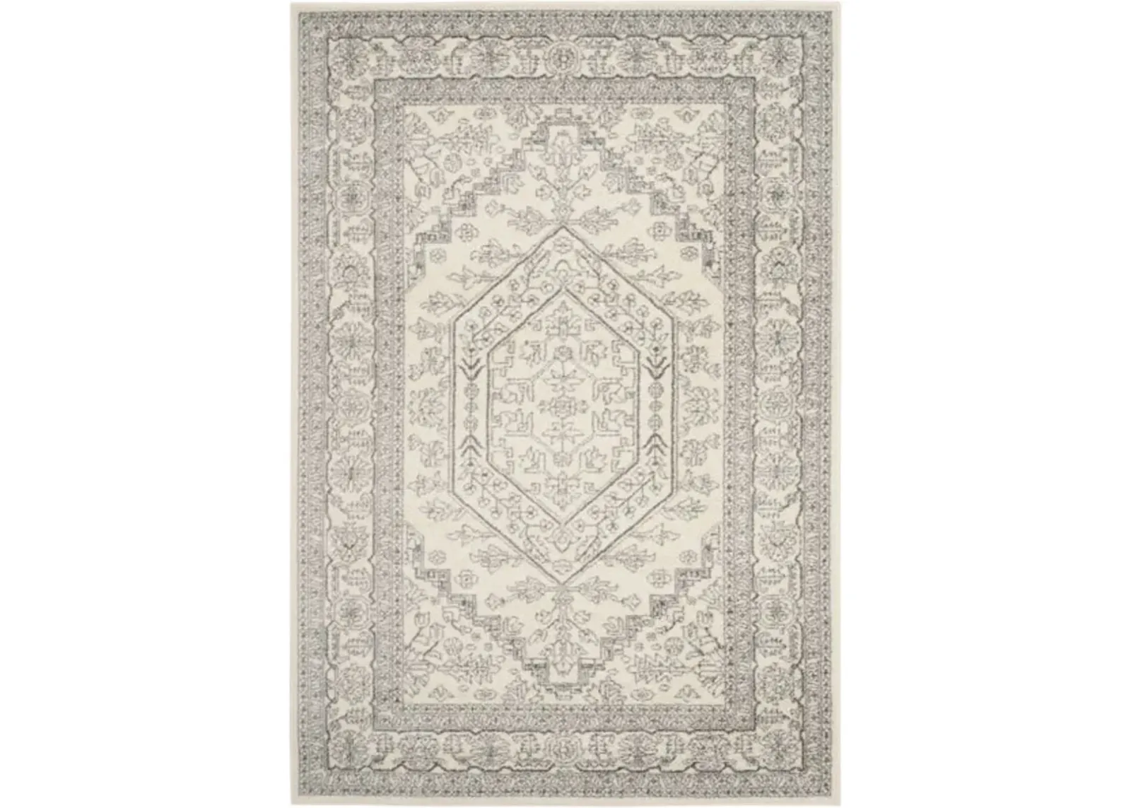 Adirondack Contemporary Ivory / Silver 2'-6" X 8' Powerloomed Rug