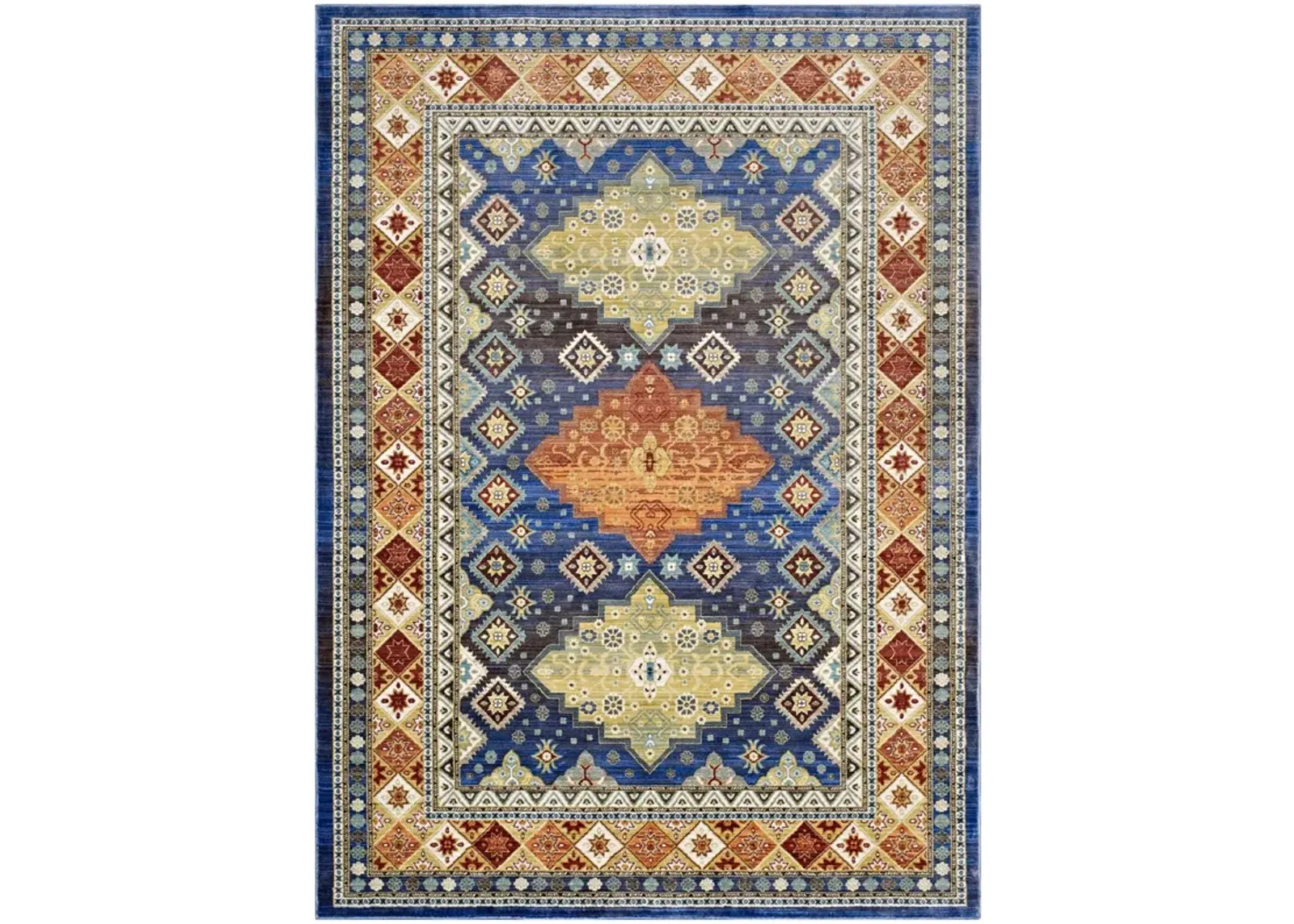 Atzi  Distressed 
Southwestern Diamond Floral 4x6 Area Rug