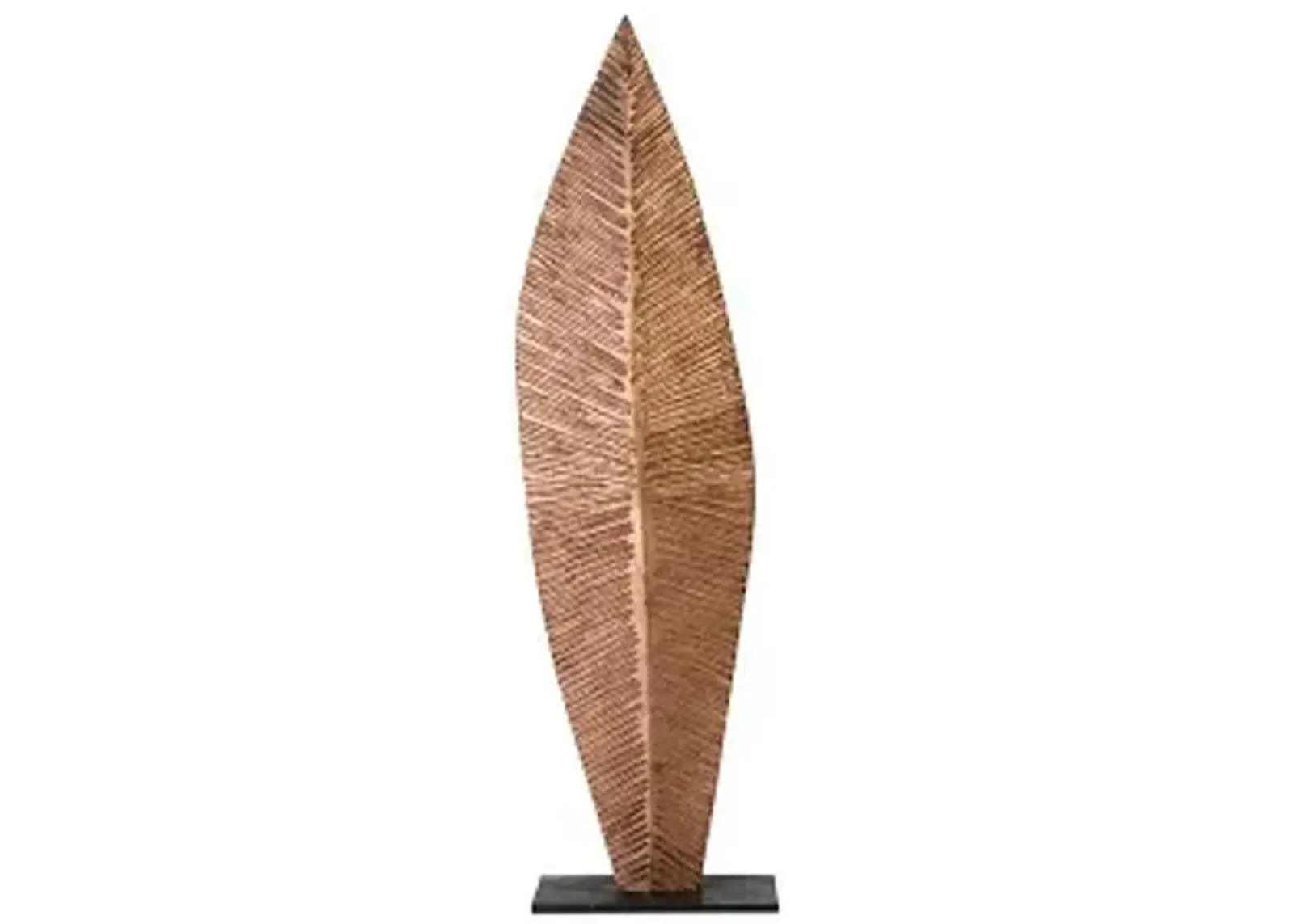 carved leaf on stand, copper leaf, md