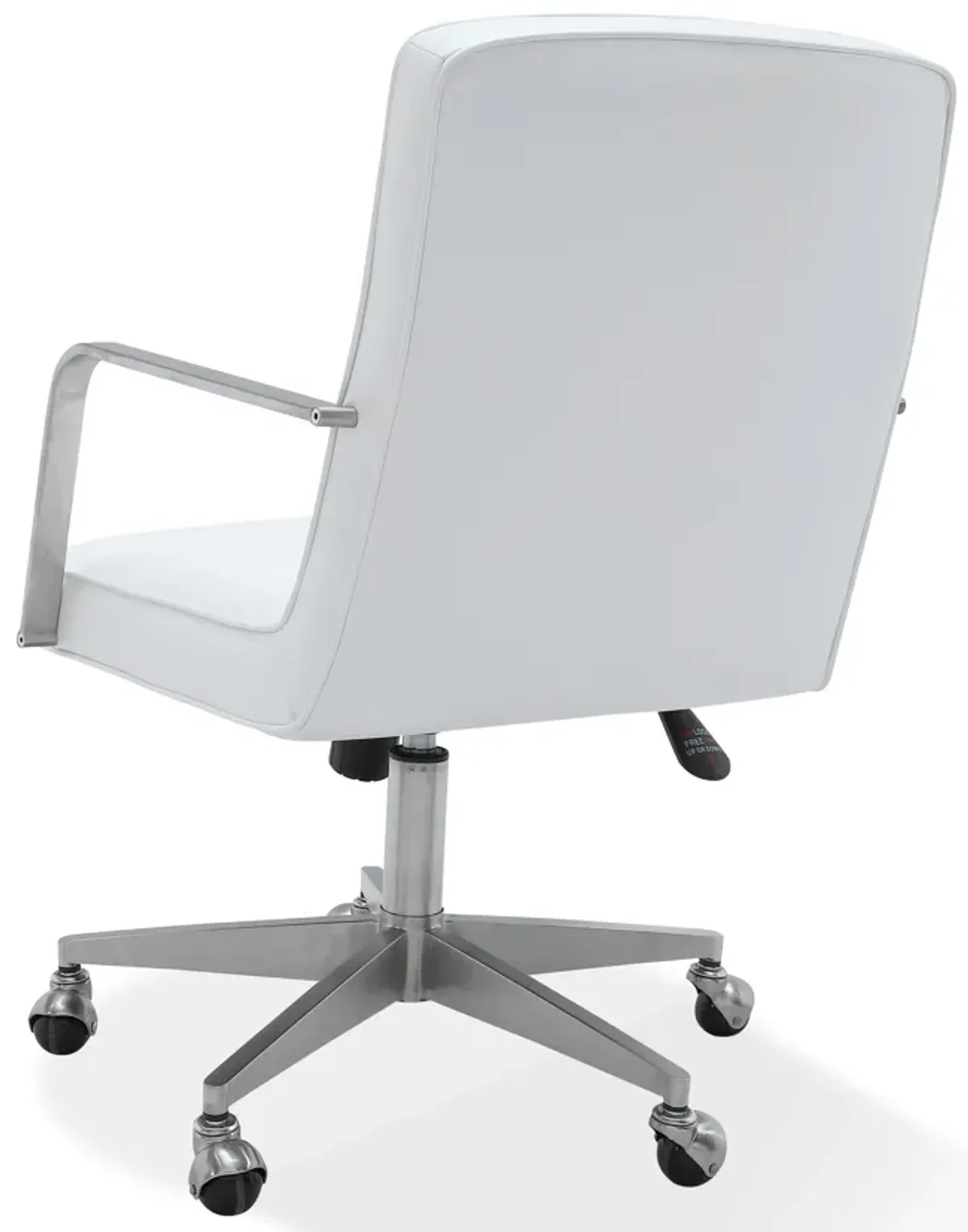 One Metal Frame Home Office Chair in Brushed Stainless Steel and White Leather