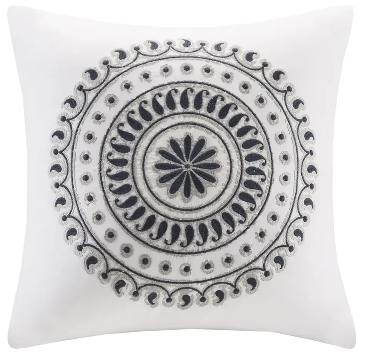 INK+IVY Fleur Navy Embroidered Square Pillow