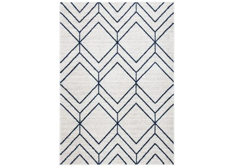 ADIRONDACK Contemporary Light Grey / Navy 4' X 6' Powerloomed Rug