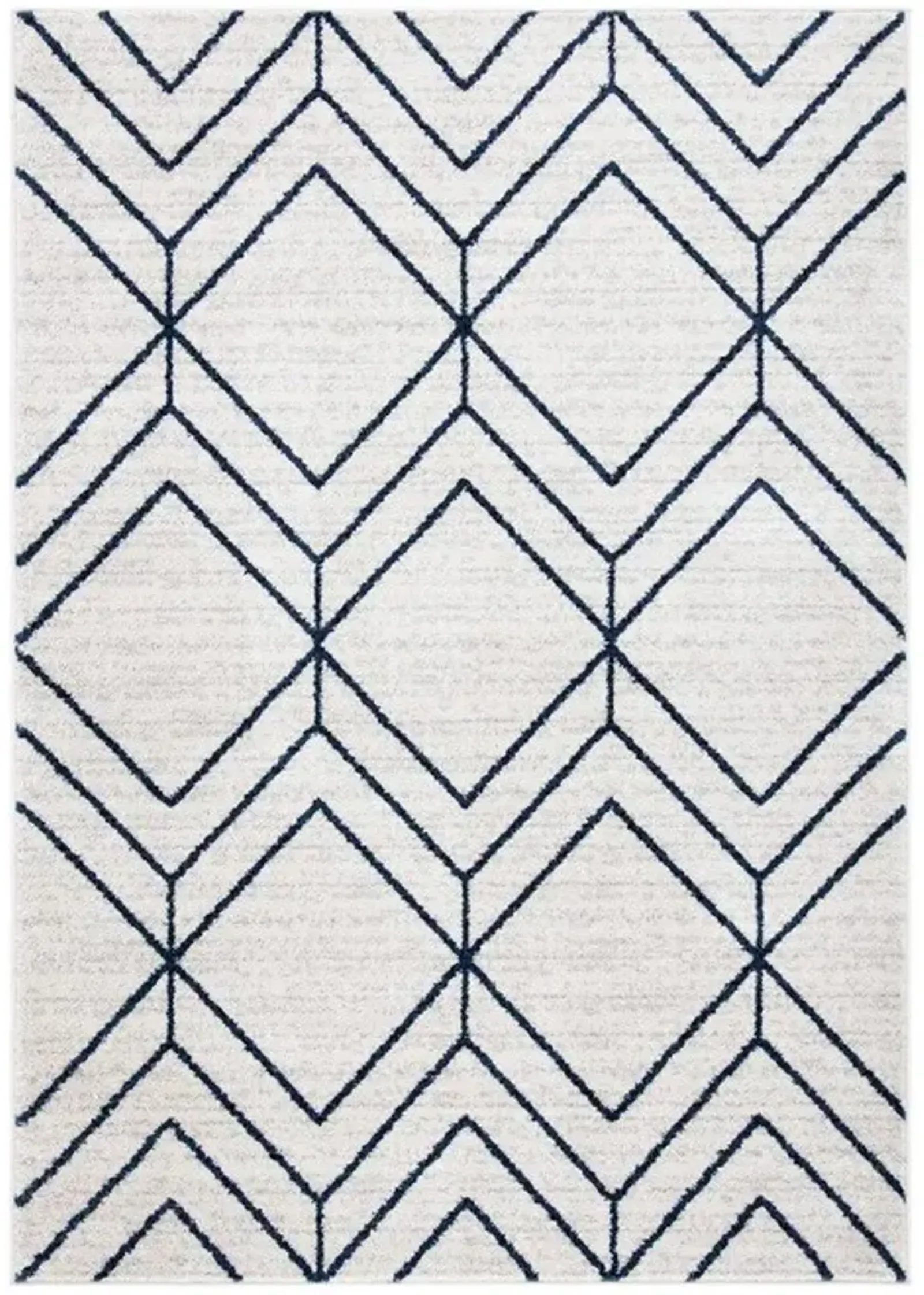 ADIRONDACK Contemporary Light Grey / Navy 4' X 6' Powerloomed Rug