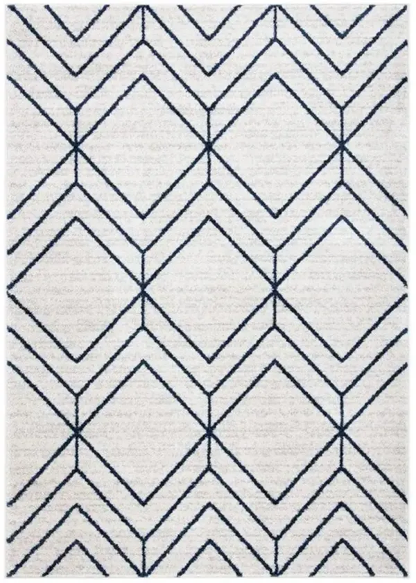 ADIRONDACK Contemporary Light Grey / Navy 4' X 6' Powerloomed Rug