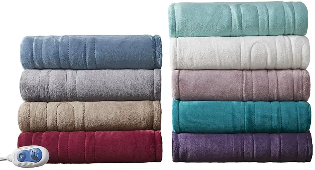 Beautyrest Heated Plush Purple Throw