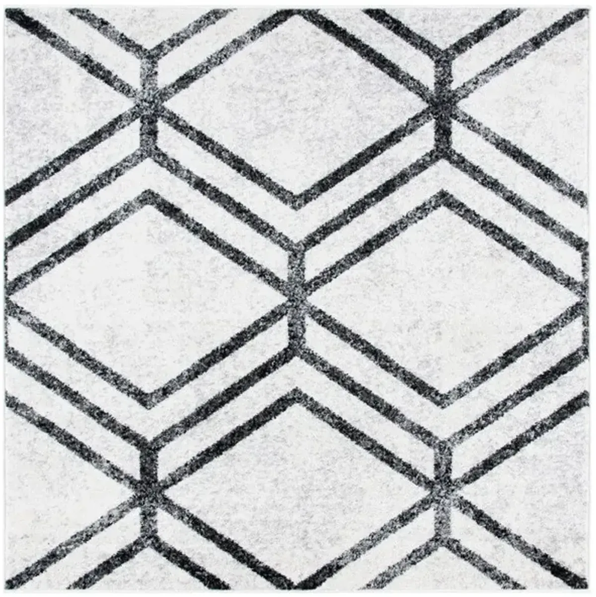 ADIRONDACK Contemporary Ivory / Charcoal 4' X 4' Square Powerloomed Rug