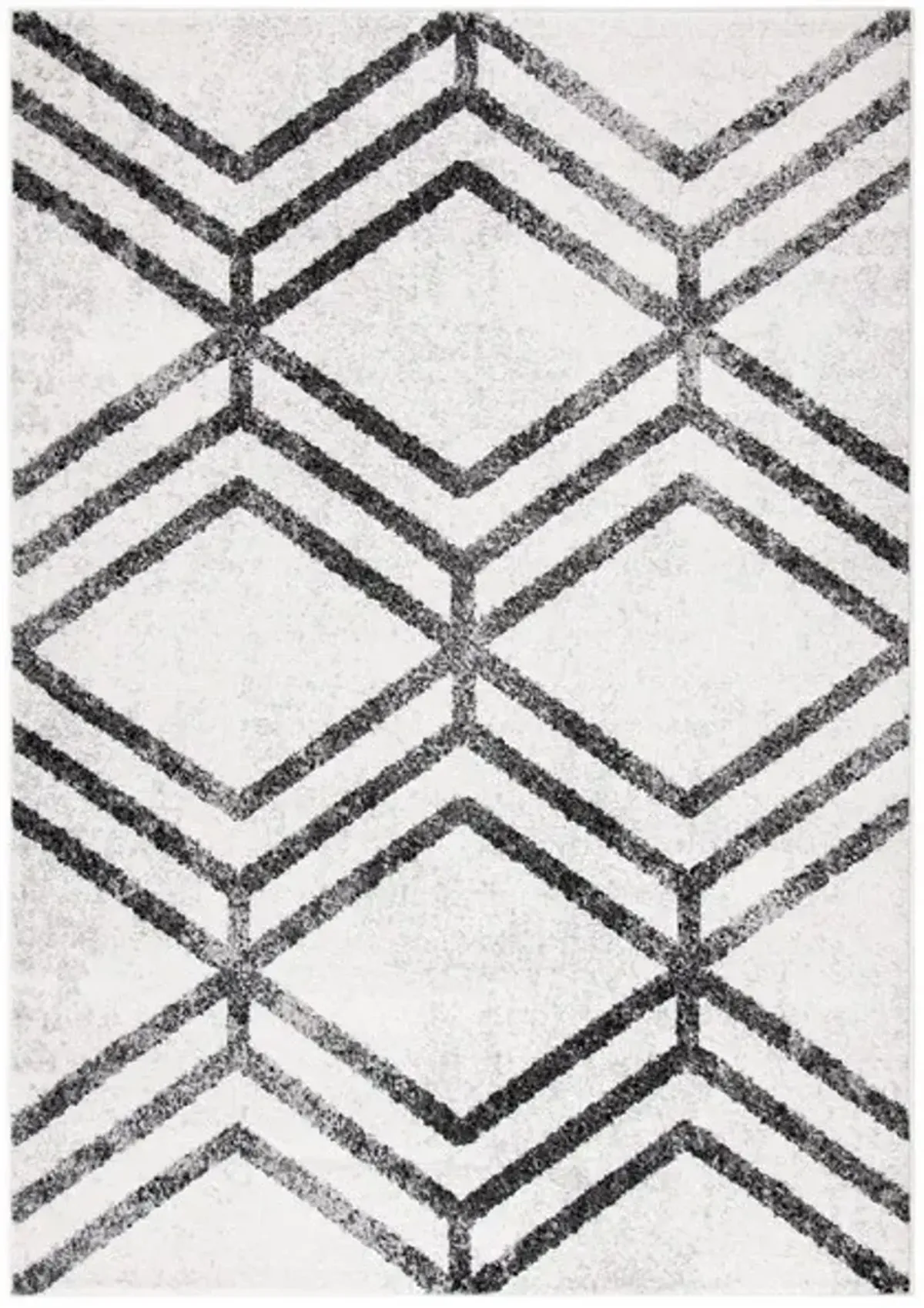 ADIRONDACK Contemporary Ivory / Charcoal 4' X 4' Square Powerloomed Rug