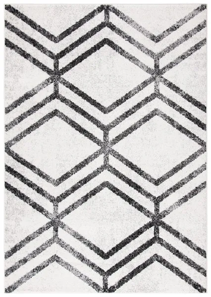 ADIRONDACK Contemporary Ivory / Charcoal 4' X 4' Square Powerloomed Rug