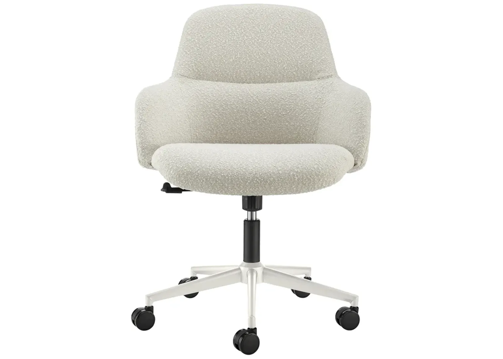 Mia Office Chair in Ivory Fabric with White Base