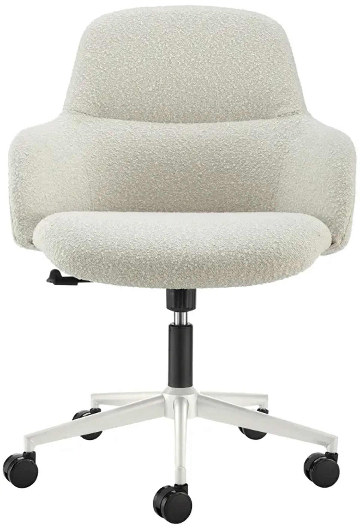 Mia Office Chair in Ivory Fabric with White Base