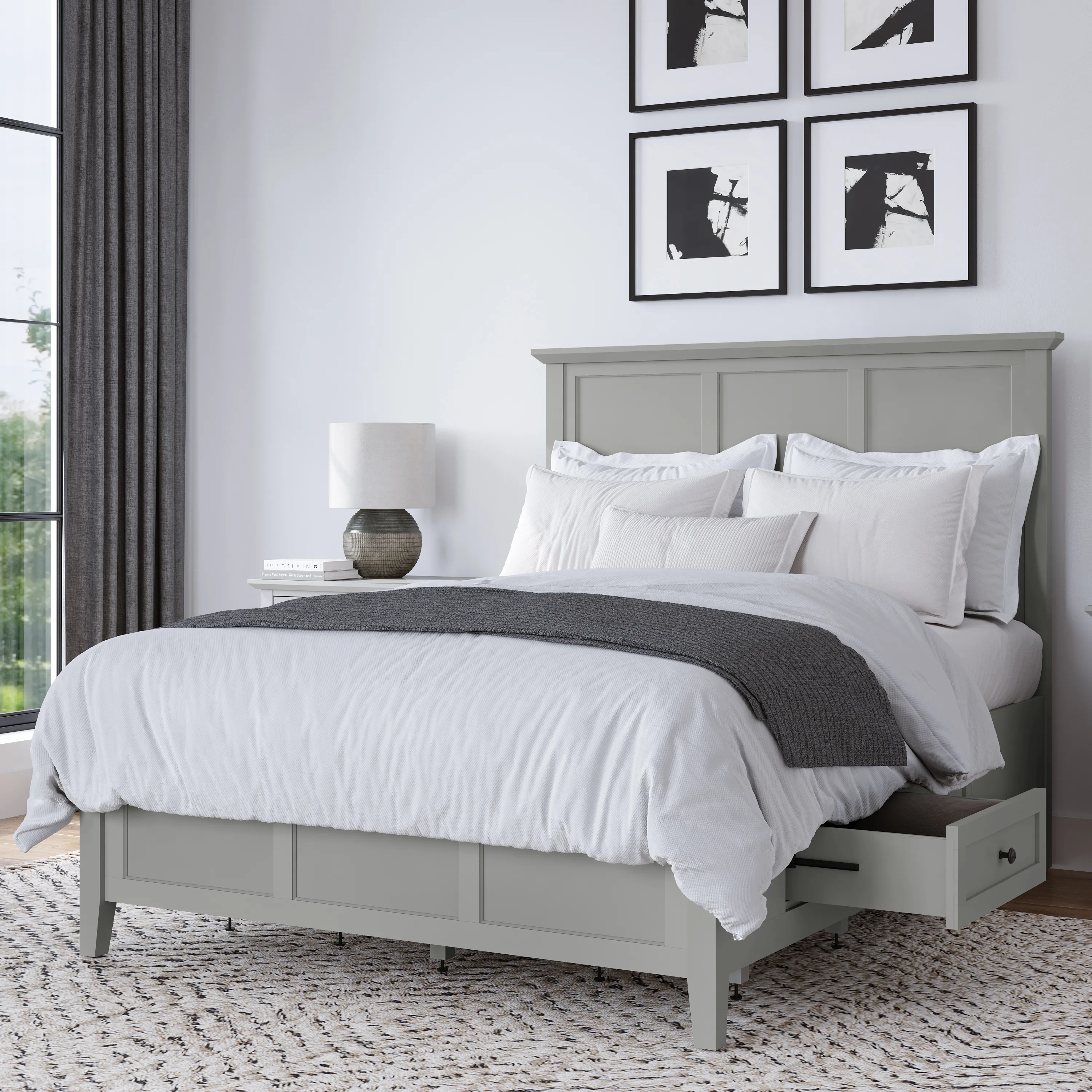 Grace Four Drawer King-size Platform Storage Bed in  Elephant Grey