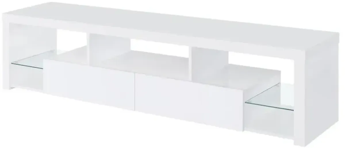 Jude 2-drawer 71" TV Stand With Shelving White High Gloss