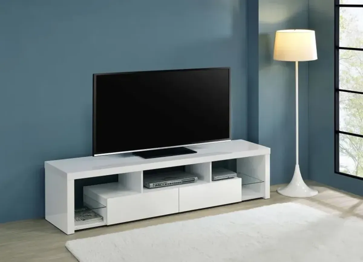 Jude 2-drawer 71" TV Stand With Shelving White High Gloss