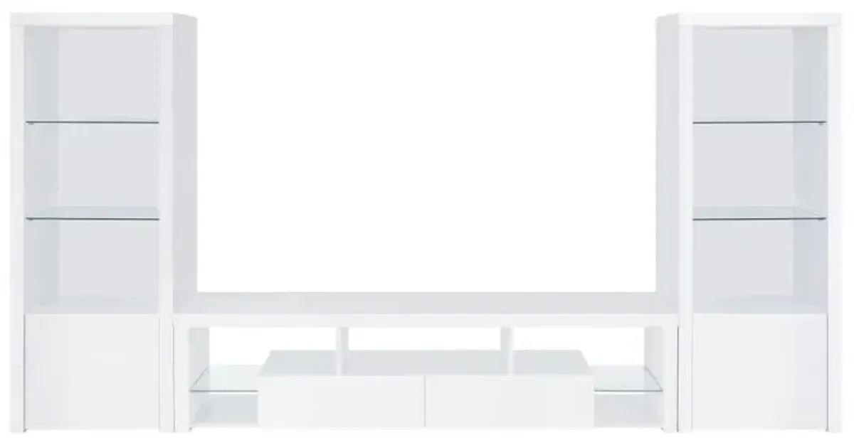 Jude 2-drawer 71" TV Stand With Shelving White High Gloss