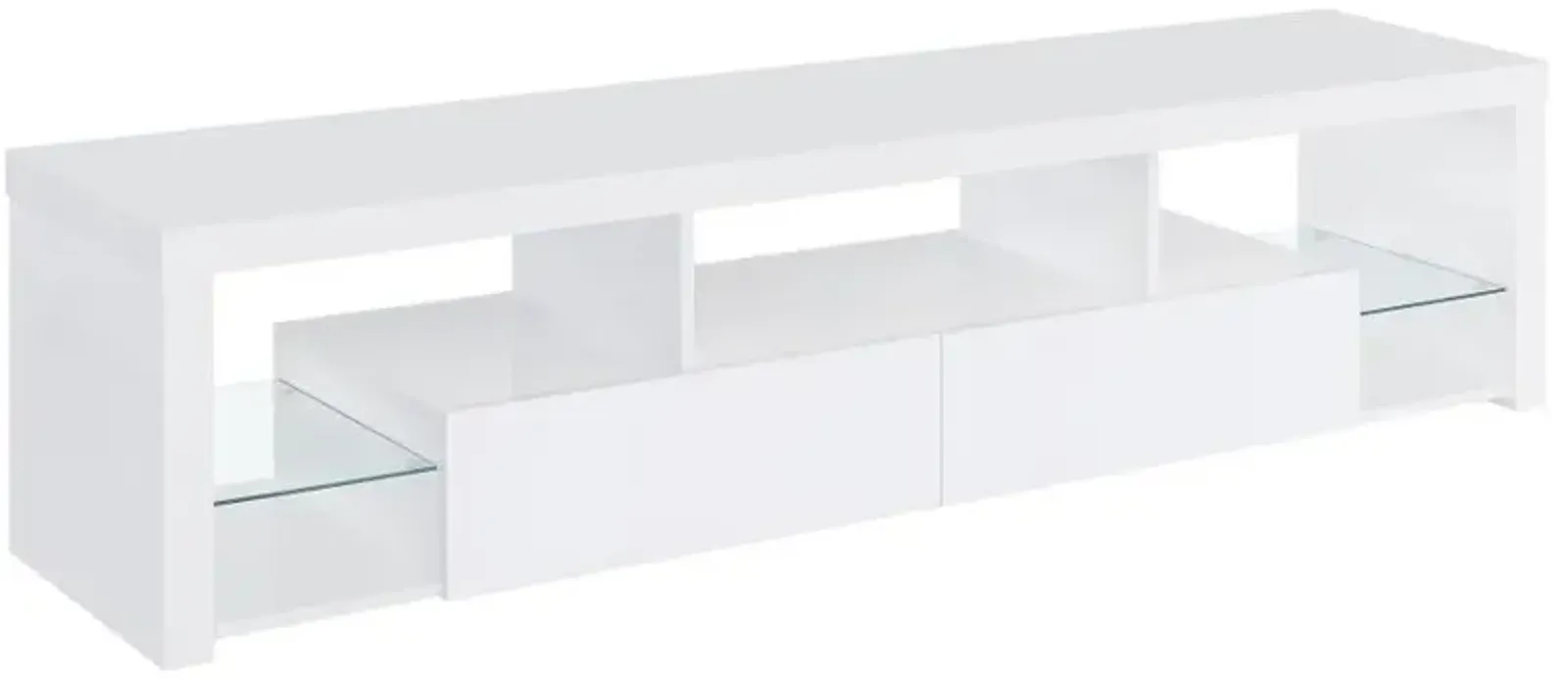 Jude 2-drawer 71" TV Stand With Shelving White High Gloss