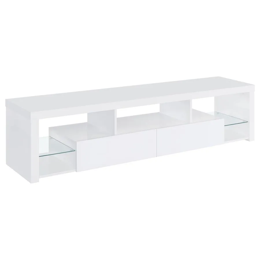 Jude 2-drawer 71" TV Stand With Shelving White High Gloss