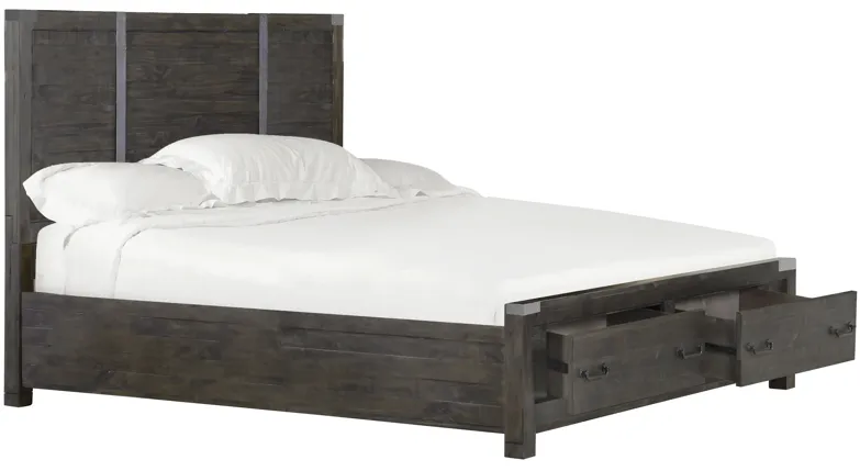 Abington Panel Bed with Storage in Weathered Charcoal