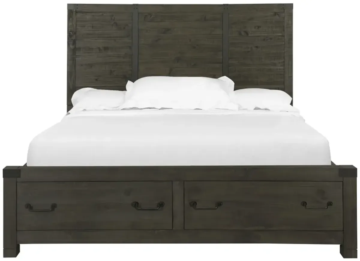 Abington Panel Bed with Storage in Weathered Charcoal