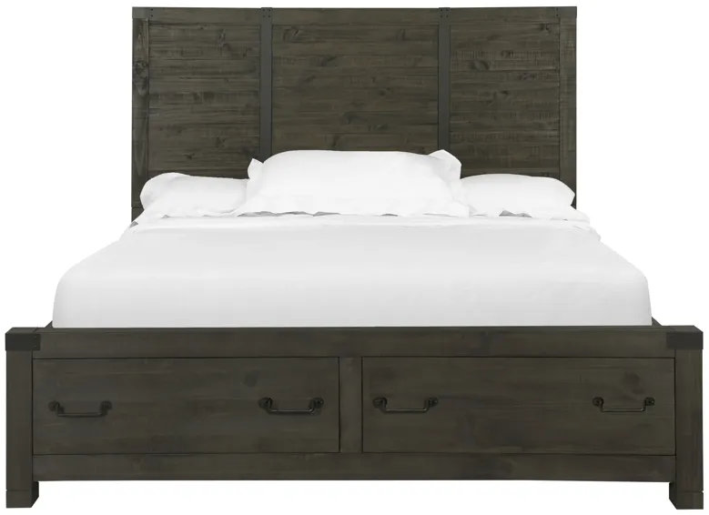 Abington Panel Bed with Storage in Weathered Charcoal