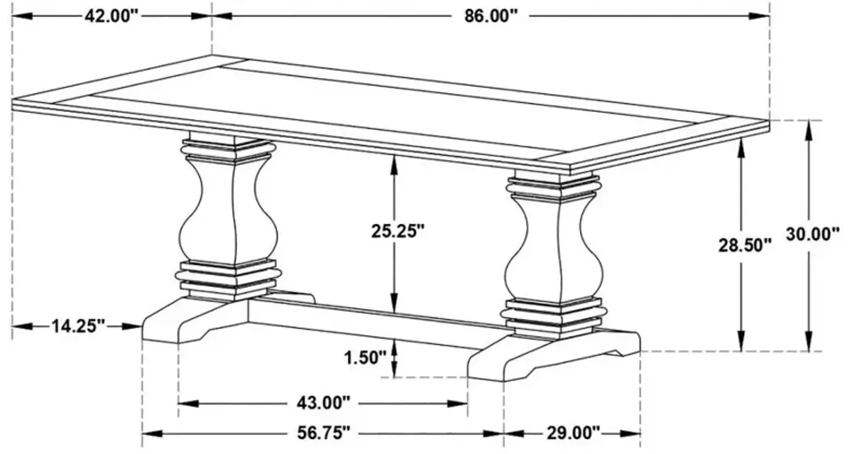 Parkins Double Pedestals Dining Table Rustic Espresso