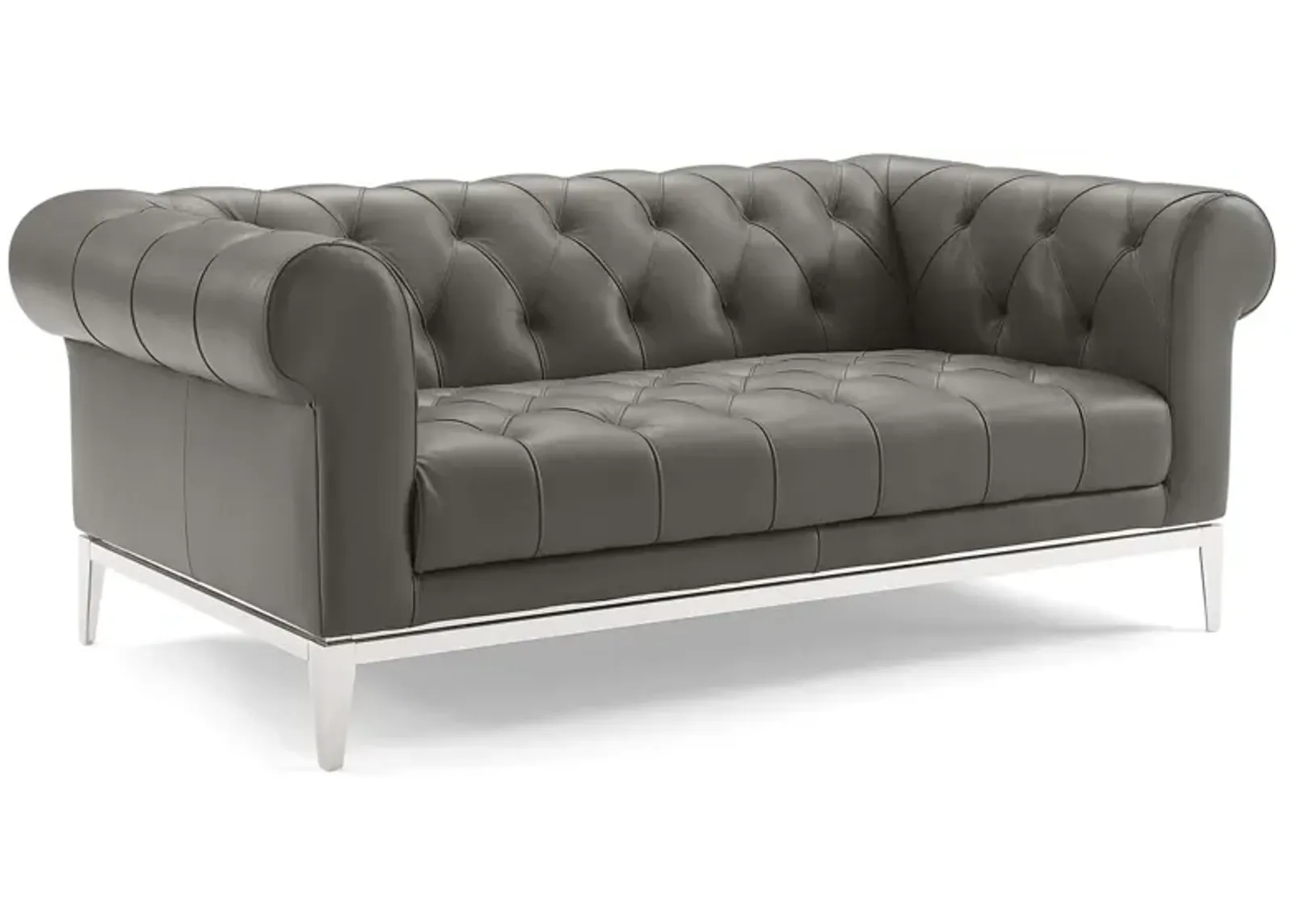 Idyll Tufted Button Upholstered Leather Chesterfield Loveseat