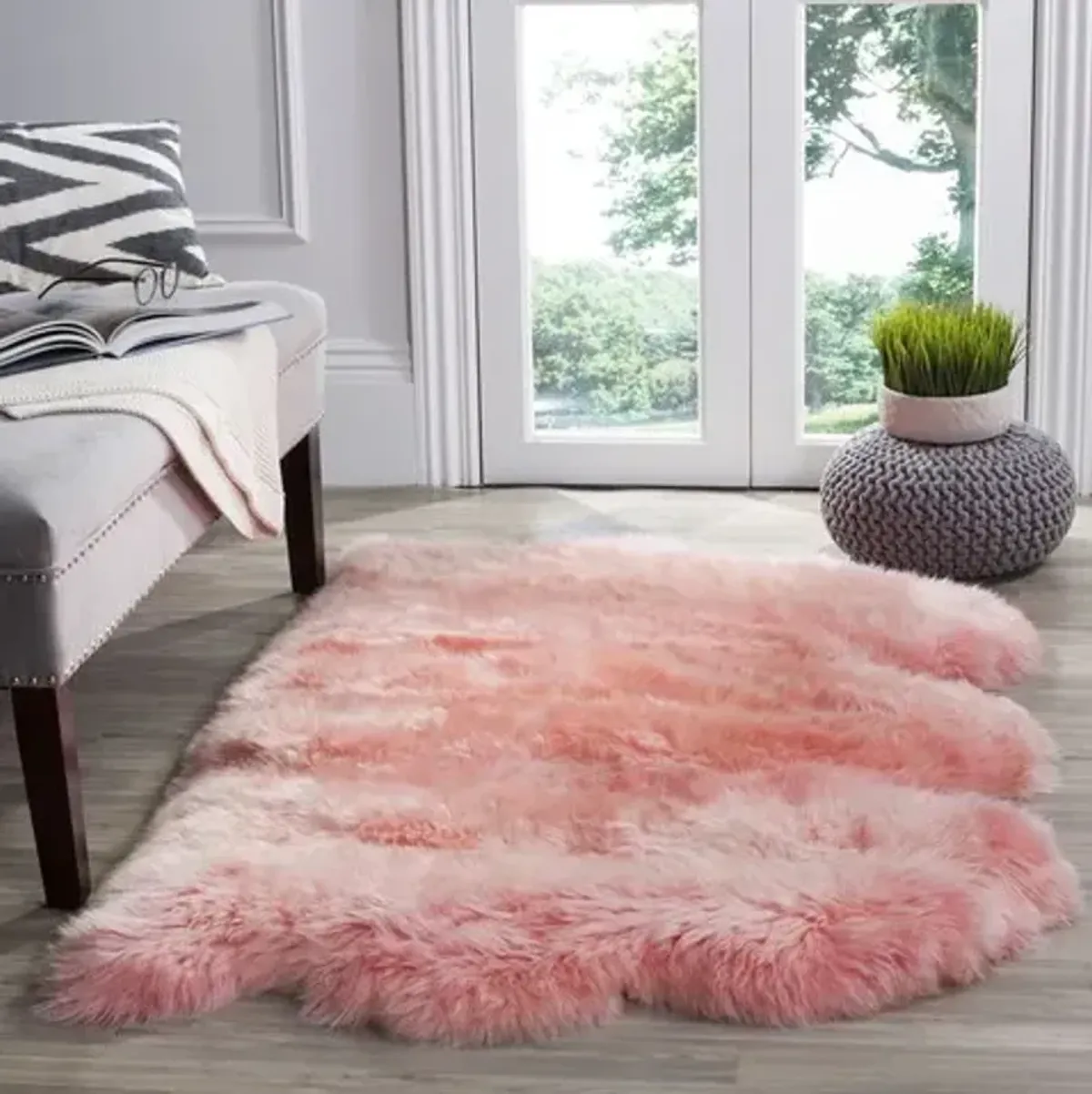 SHEEP SKIN 121 Pink  3' X 5' Small Rectangle Rug