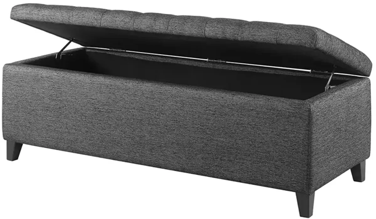 Madison Park Shandra Charcoal Tufted Top Soft Close Storage Bench