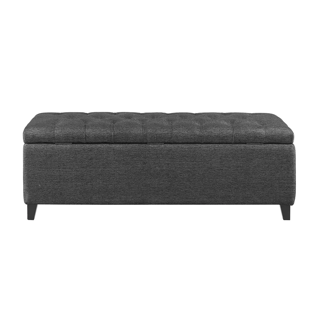 Madison Park Shandra Charcoal Tufted Top Soft Close Storage Bench