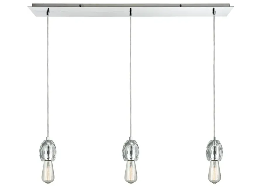 Socketholder 3-Light Linear Mini Pendant Fixture in Polished Chrome