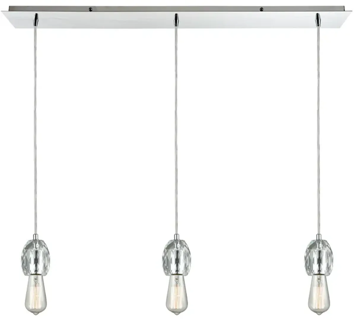 Socketholder 3-Light Linear Mini Pendant Fixture in Polished Chrome