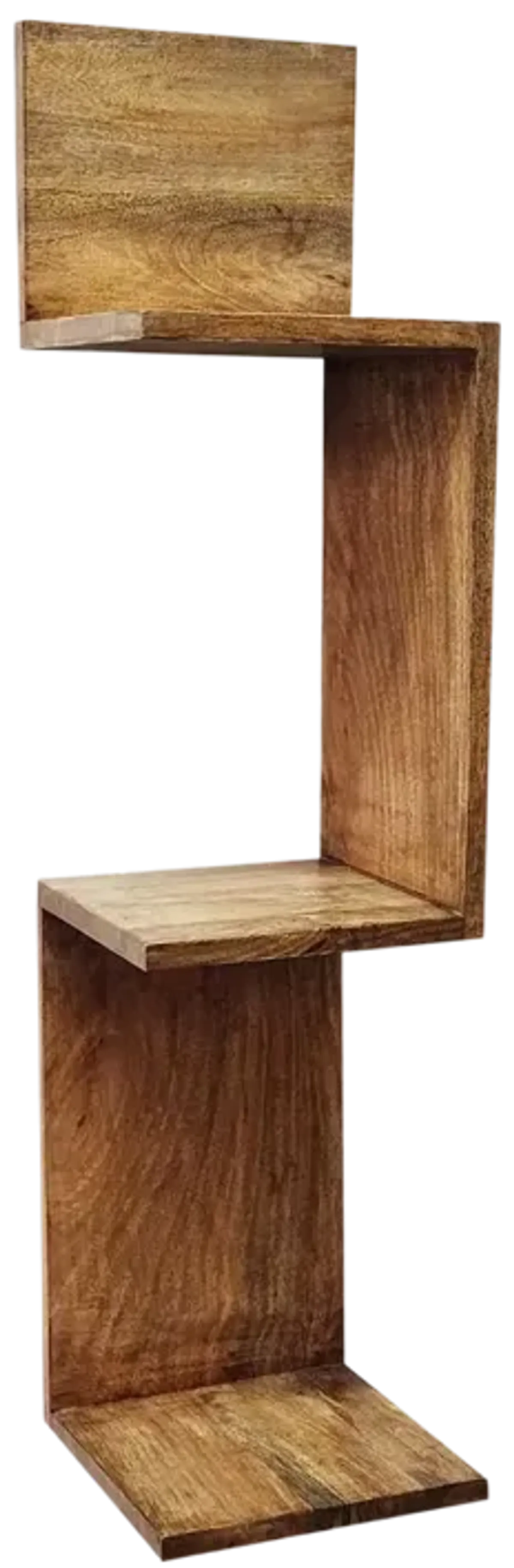 33" Mango Zig Zag Corner Wall Shelf, Brown