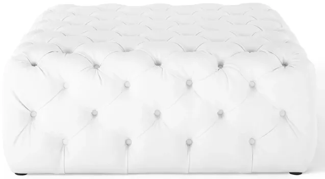 Amour Tufted Button Large Square Faux Leather Ottoman