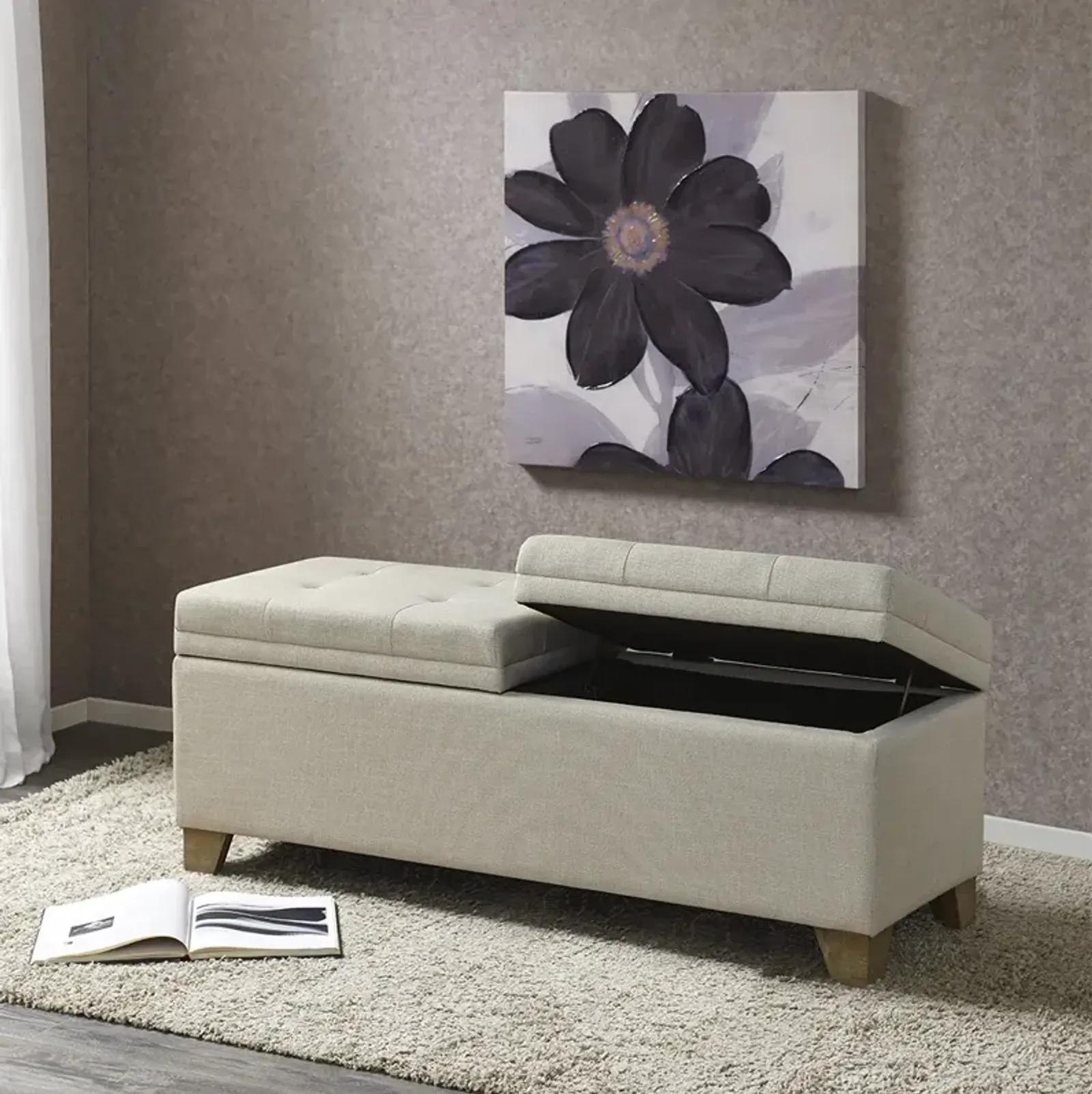 Madison Park Ashcroft Natural Soft Close Storage Bench