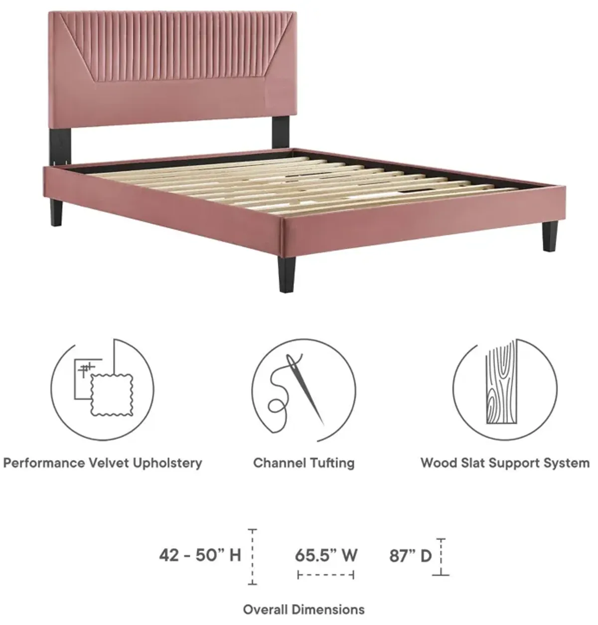 Yasmine Channel Tufted Performance Velvet King Platform Bed