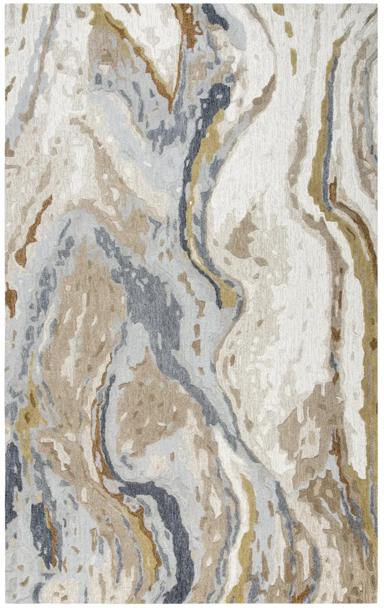 Vogue Beige Abstract Wool 9'x12' Rectangle Rug