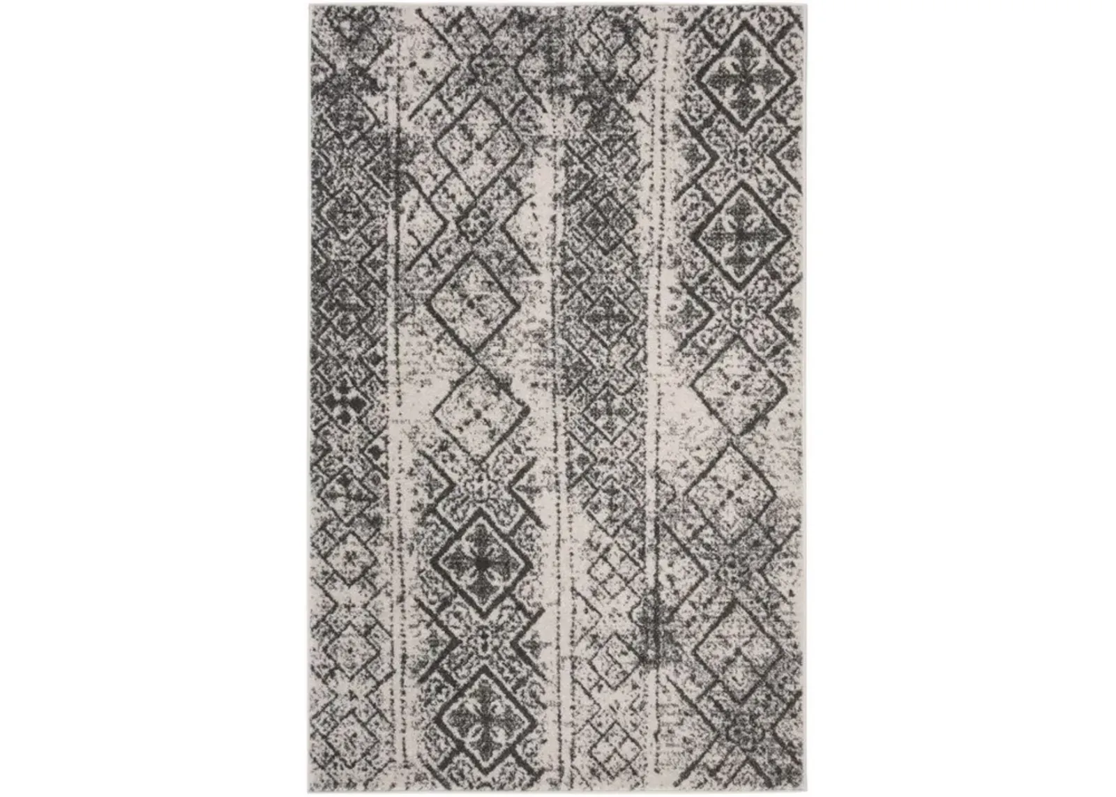 Adirondack Contemporary Silver / Black 2'-6" X 6' Powerloomed Rug