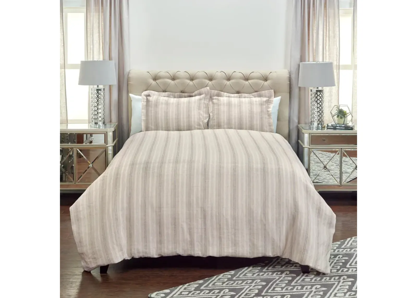 Adeline Duvet King Stripe Khaki Duvet