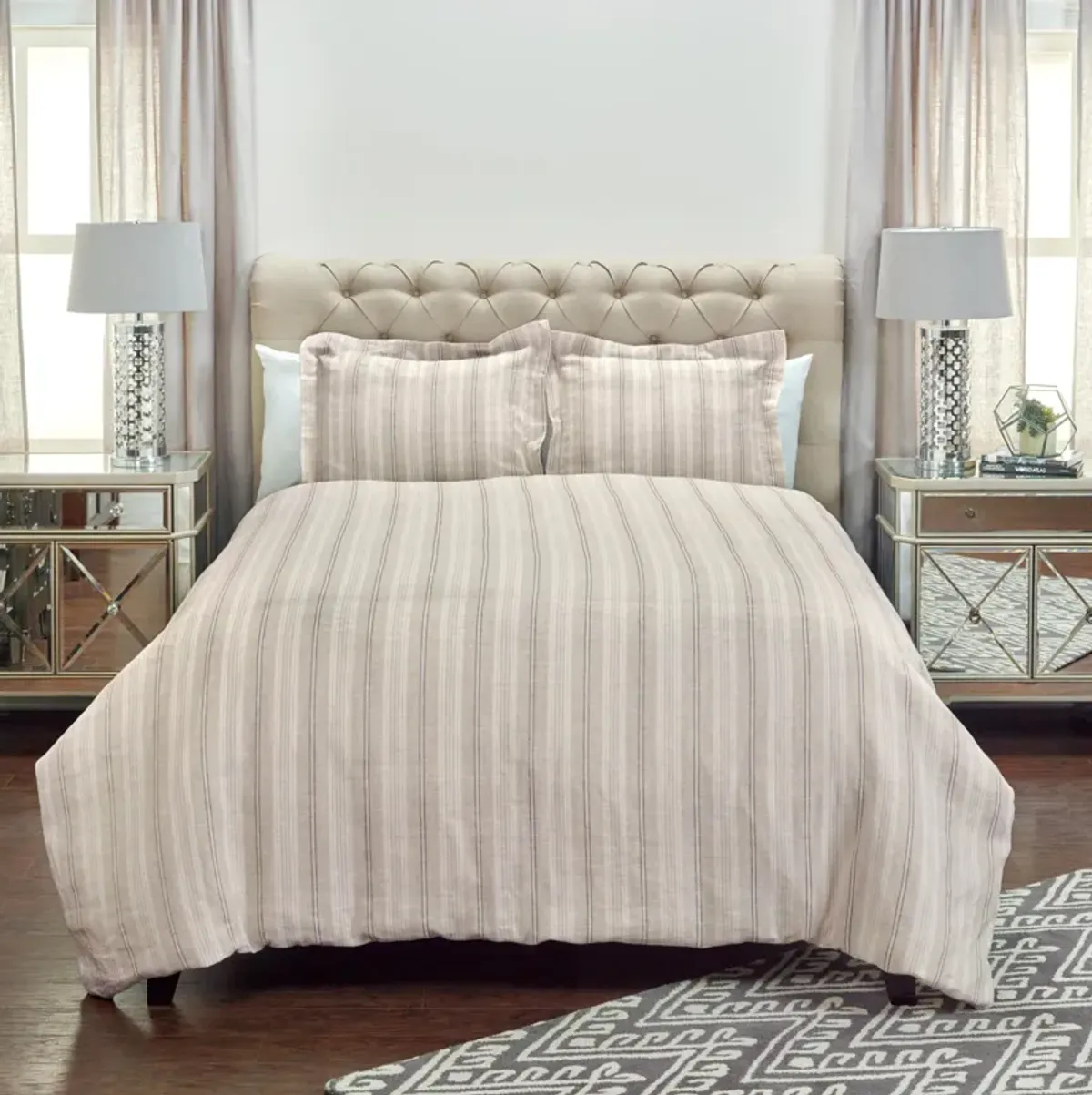 Adeline Duvet King Stripe Khaki Duvet