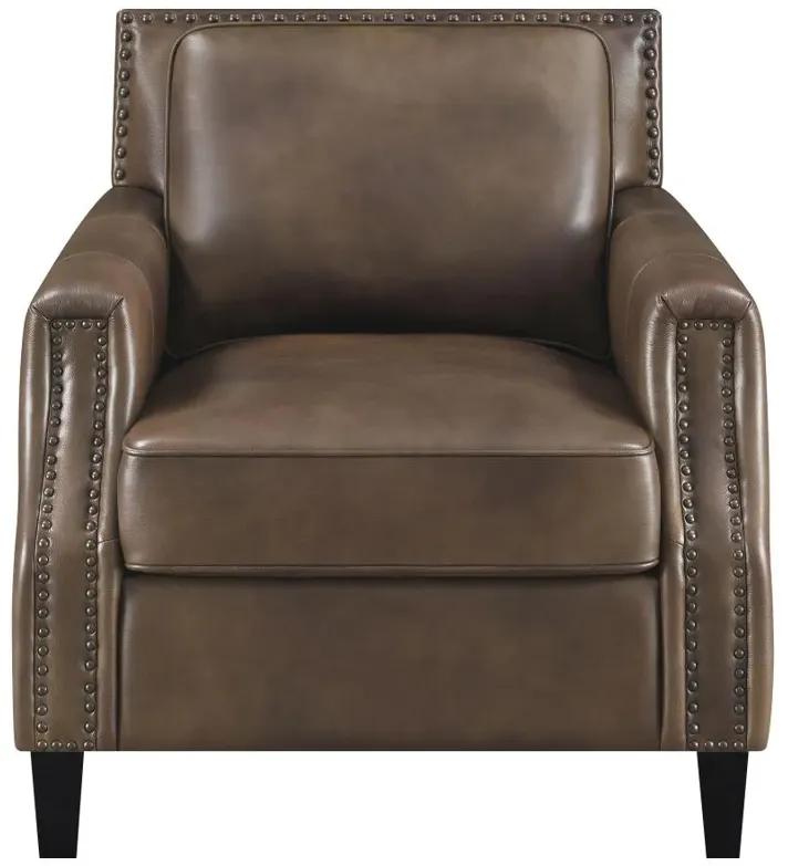 Leaton Upholstered Recessed Arm Chair Brown Sugar