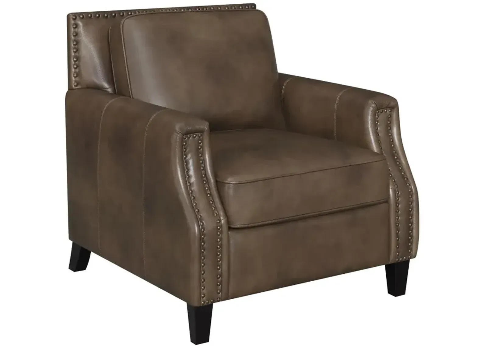 Leaton Upholstered Recessed Arm Chair Brown Sugar