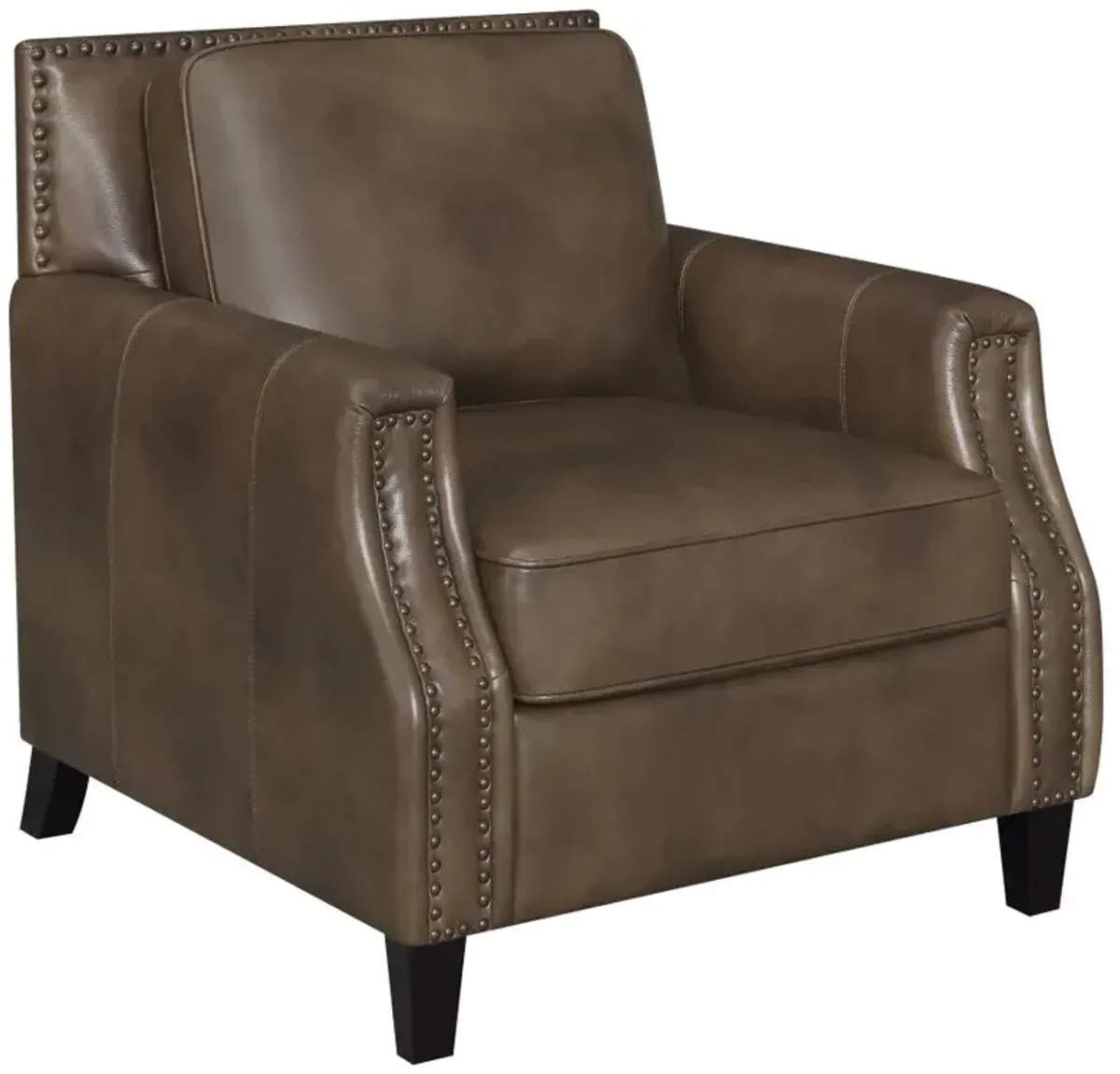 Leaton Upholstered Recessed Arm Chair Brown Sugar