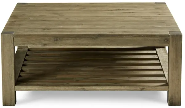 Canyon Solid Wood Square Coffee Table In Washed Grey