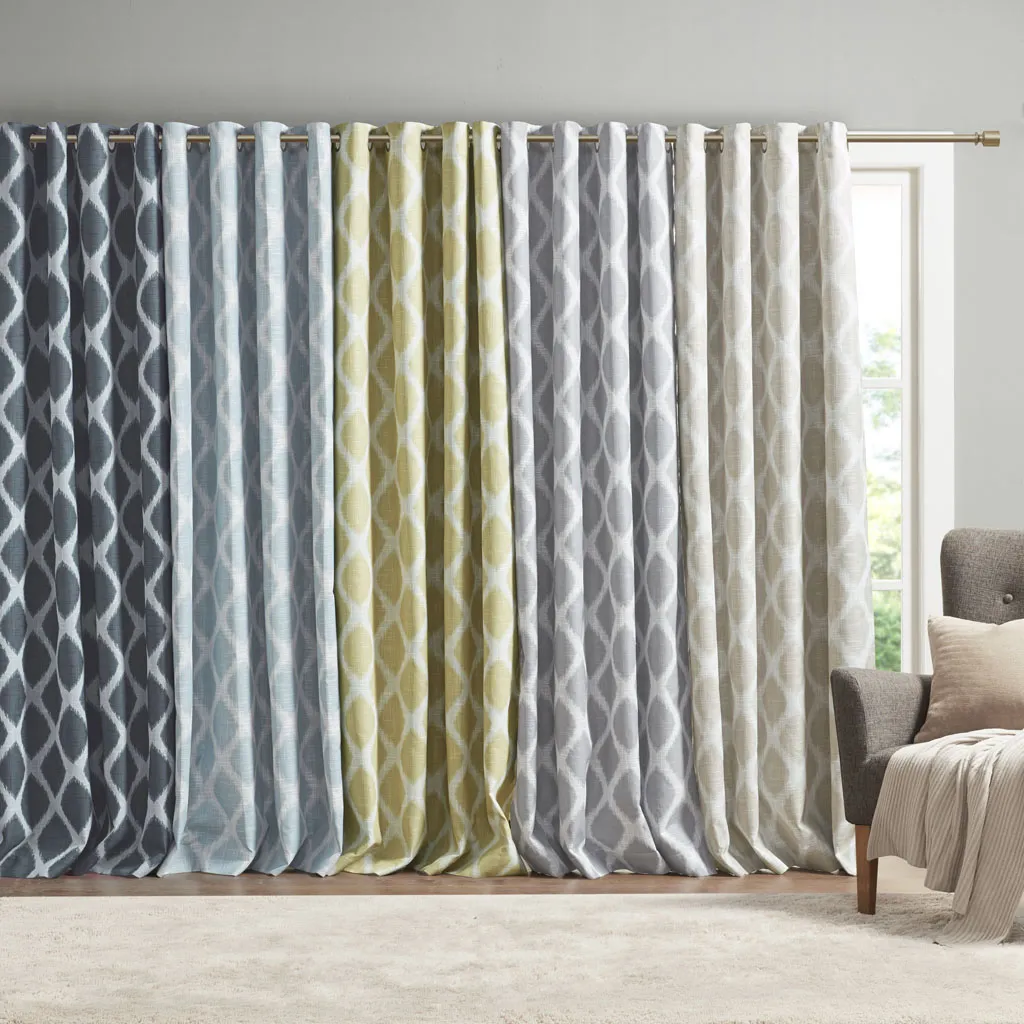 SunSmart Blakesly Aqua Printed Ikat Blackout Patio Curtain