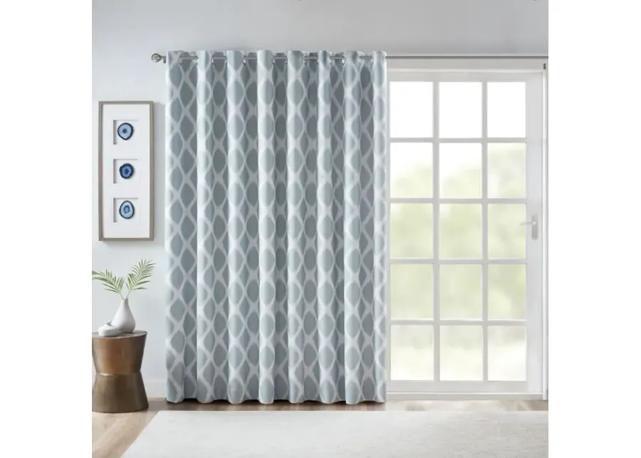 SunSmart Blakesly Aqua Printed Ikat Blackout Patio Curtain