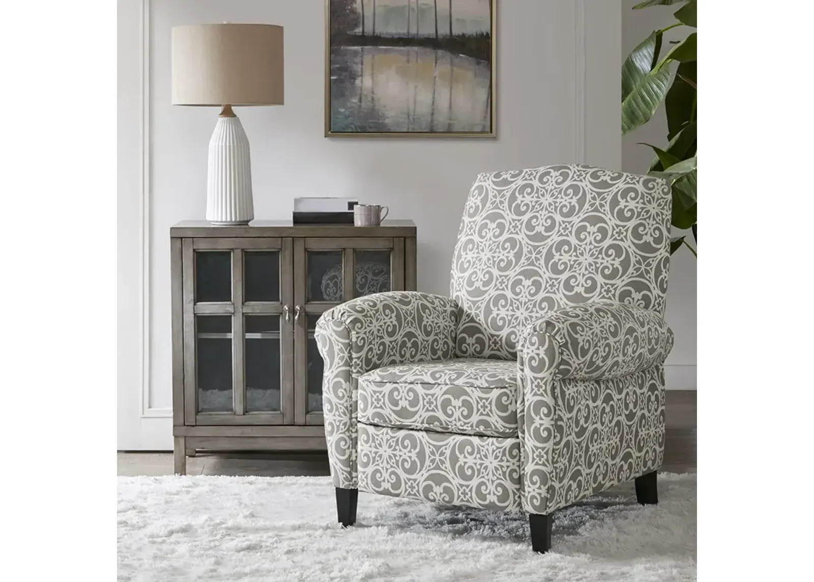 Madison Park Kirby Grey Push Back Recliner