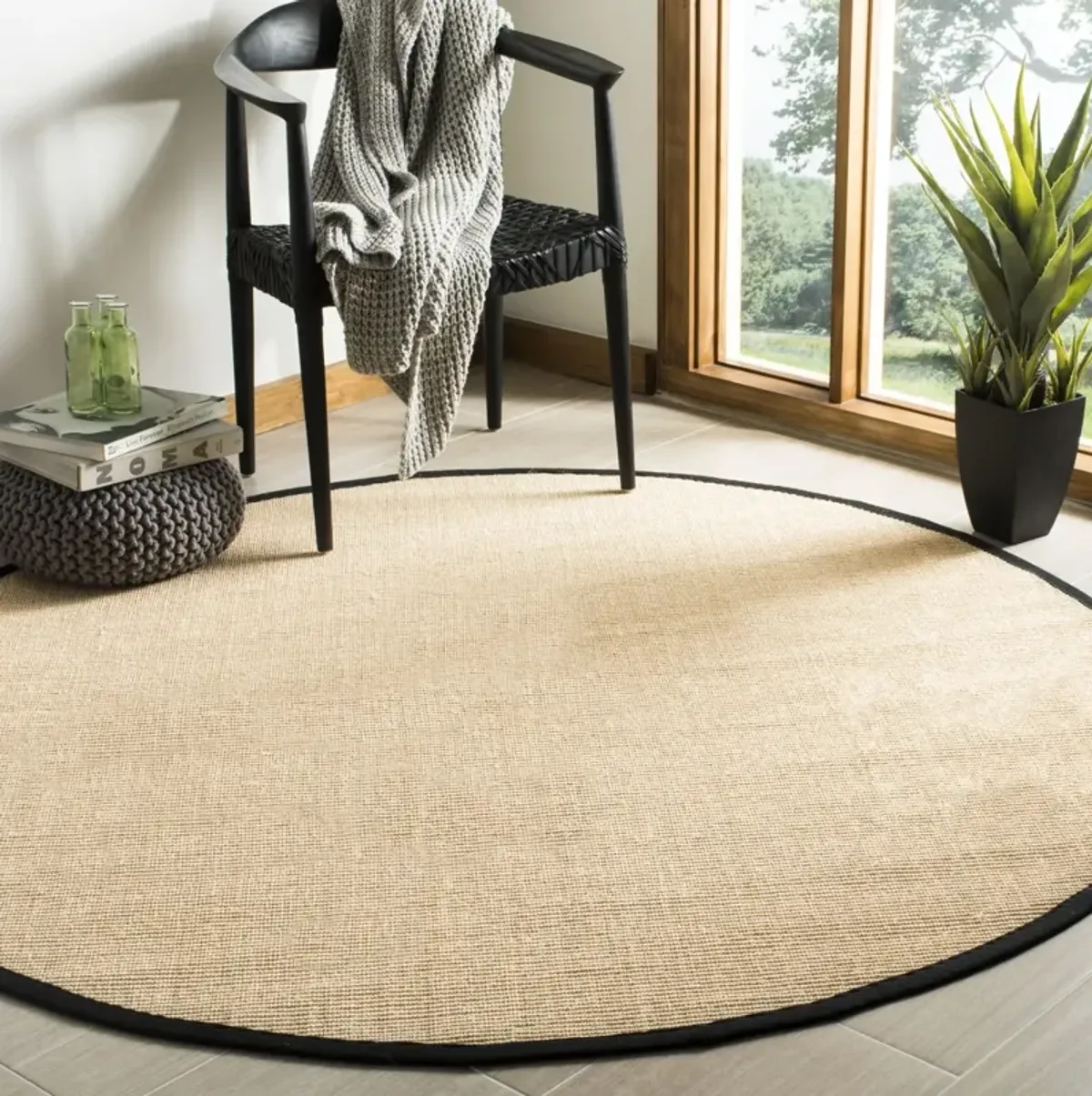 NATURAL FIBER 131 BEIGE  4' x 4' Round Round Rug