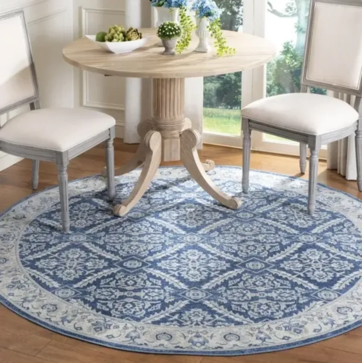 Brentwood 863 Navy / Creme 6'-7" X 6'-7" Round Round Powerloomed Rug